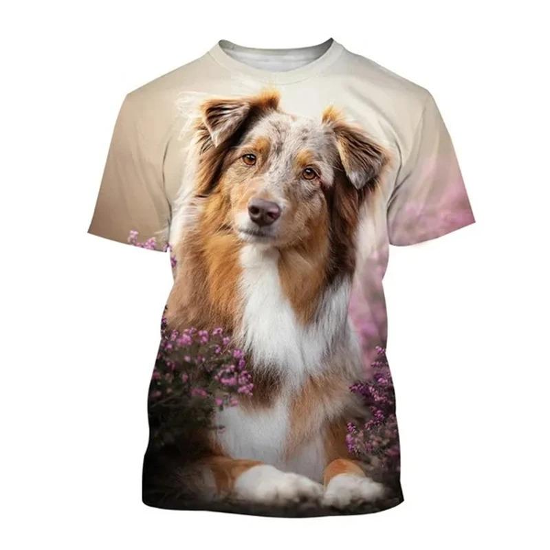 Australian Shepherd Dog 3D Print T-Shirts Streetwear Men Women Fashion Oversized Short Sleeve T Shirt Male Tees Tops Clothing