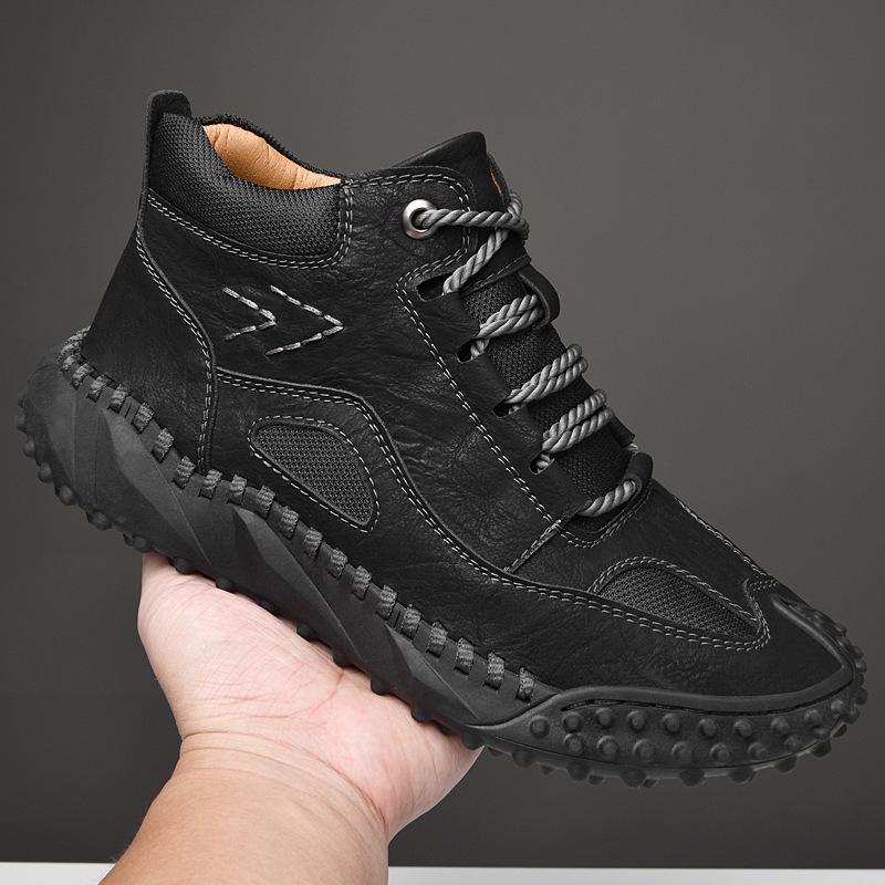 Осенняя новая мужская обувь повседневная модная обувь большого размера кожаная ручной работы обувь с высоким верхом обувь для активного отдыха и пешего туризма