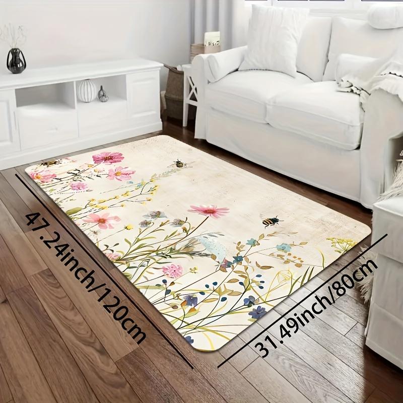 1 шт. анти-усталостные кухонные коврики, с цветочным и пчелиным принтом, водонепроницаемые нескользящие толстые мягкие кухонные коврики, прочные, удобные стоячие коврики для кухни