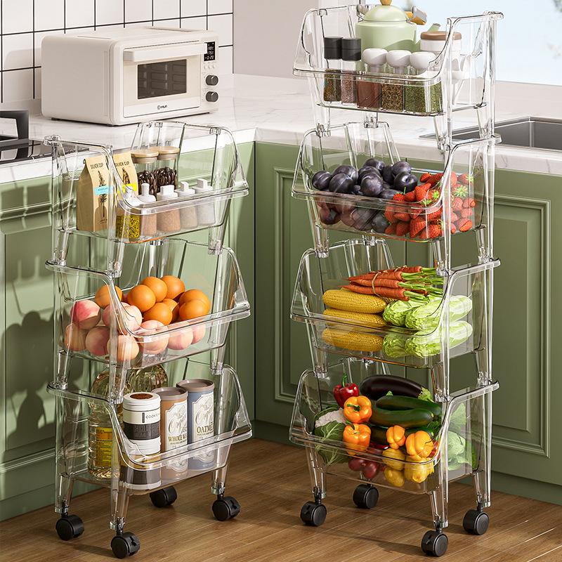 Multi-Layer Movable Storage Rack for Kitchen, Living Room, and Bathroom