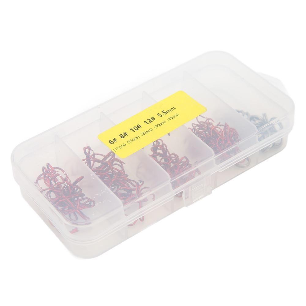 100PCS with Double Split Rings Treble Fishing Hooks Fishing Hooks Kit  Freshwater Fishing
