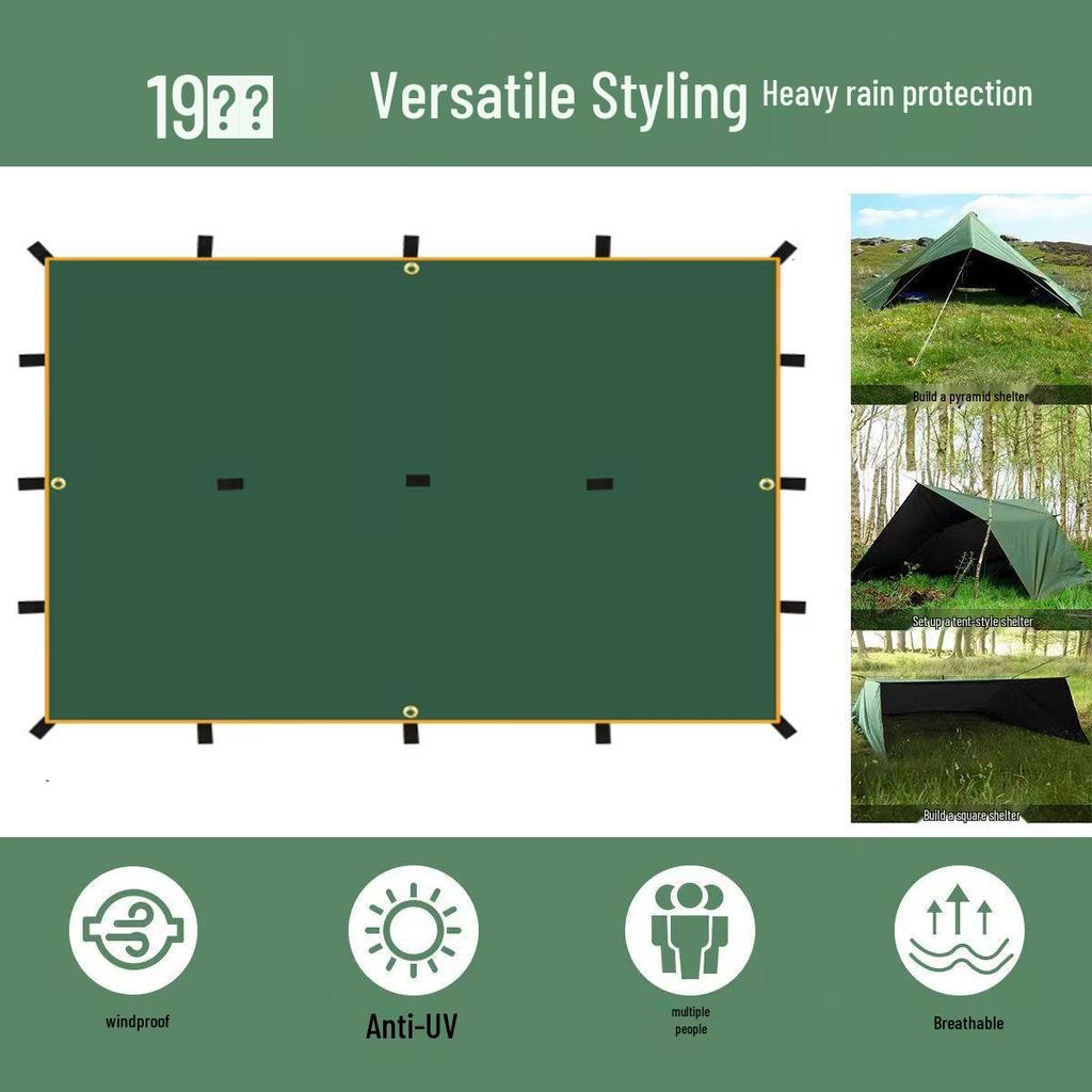 Многофункциональный водонепроницаемый солнцезащитный тент для улицы с 19 точками крепления и серебристым покрытием с черной проклейкой для кемпинга