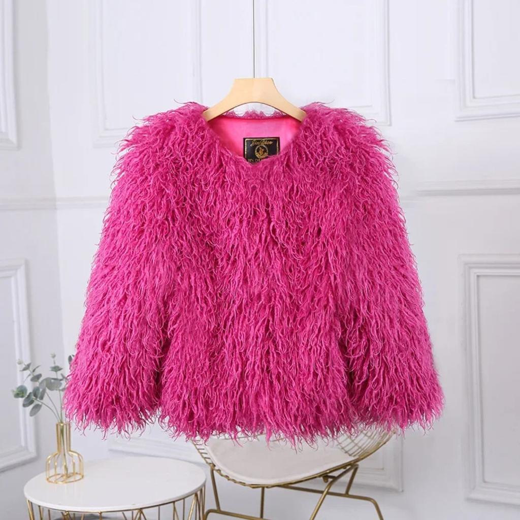 Fashion Luxury Cropped Faux Fur Coat Women's Winter Ins Hot Fluffy Short Faux Fur Jacket Street Style Warm Outwear
