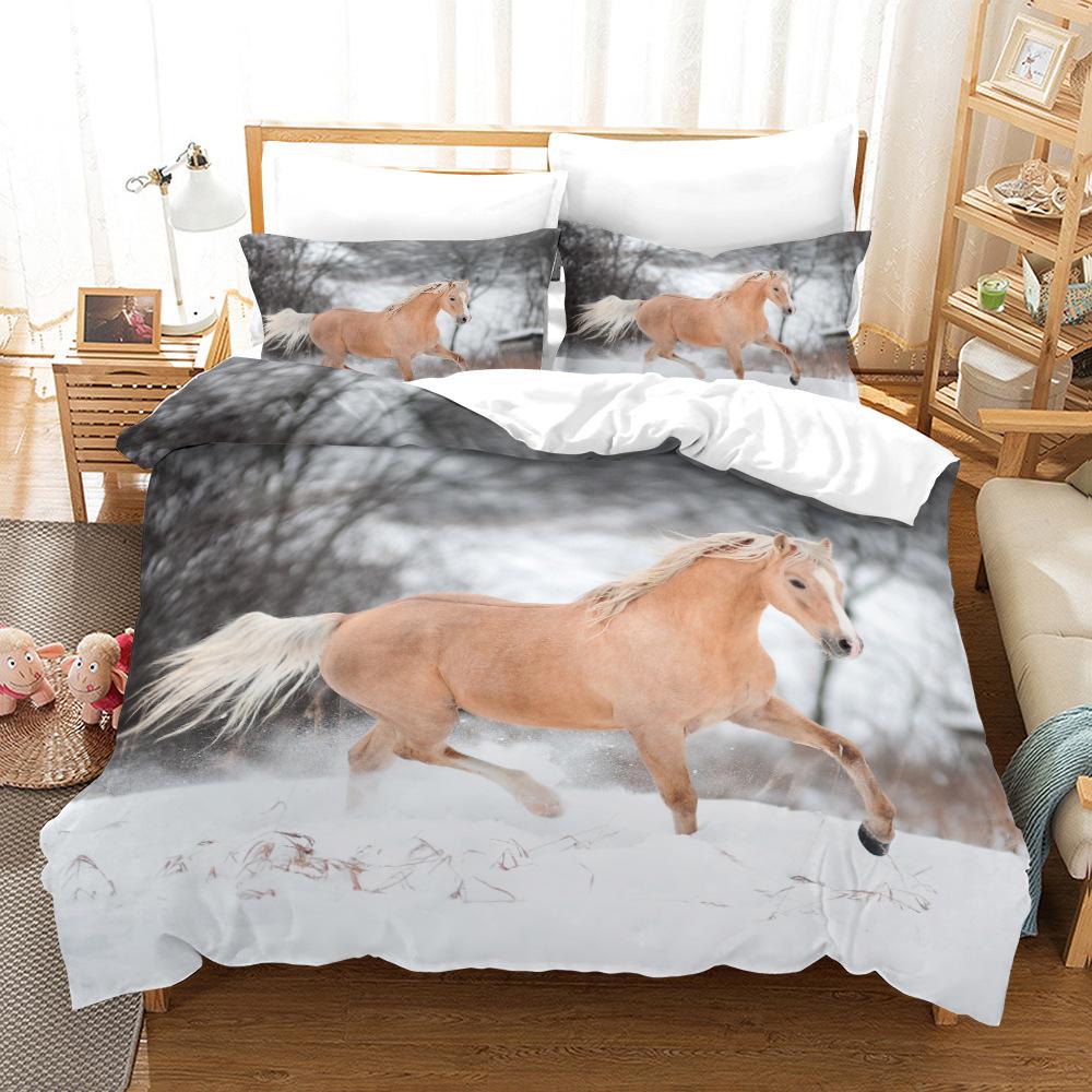 Комплект пододеяльника «Дикие лошади» с 3D-принтом, тематика «Животные», уникальный экзотический стиль, чехол для одеяла размера кинг для детей, полиэстеровый комплект постельного белья