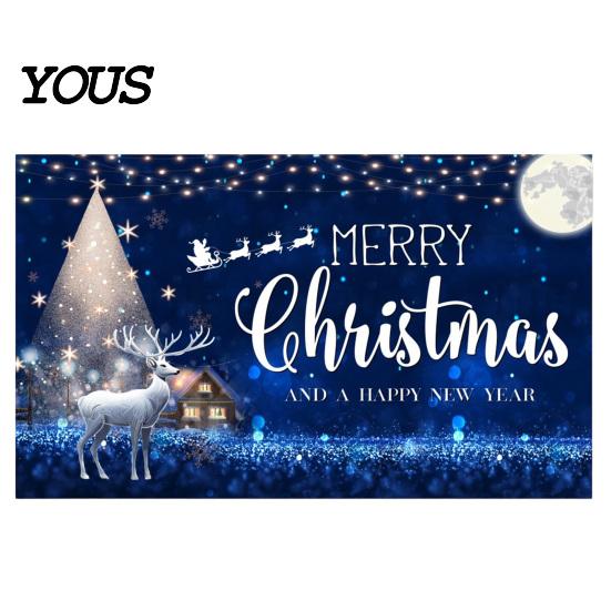 Dekoratives Feiertagsstoff-Weihnachtsbanner, 71x43 Zoll Nikolaus Schlitten Rentier Schneemann Kulisse für Winterwunderland Einfache Montage Türbanner