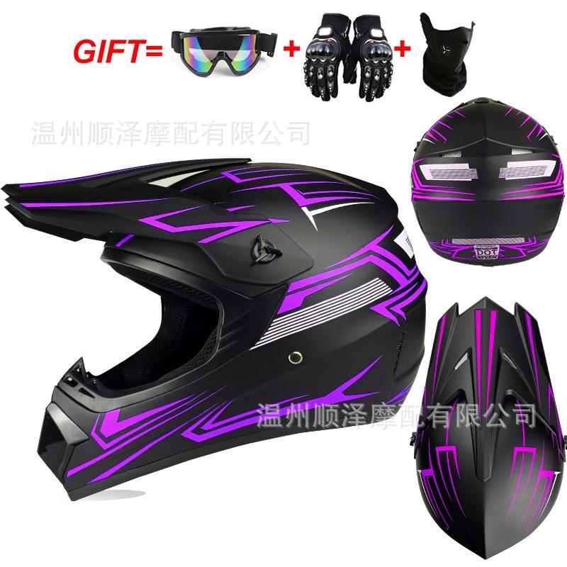 Off-Road Motorcycle Helmet With Gloves Goggles Face Cover Men Women Full Dirt Bike ATV Trail Riding