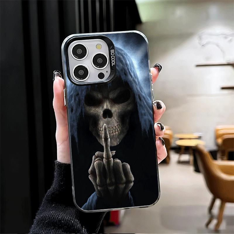 Скелет Жнец Забавный Стиль Мягкий Чехол для Телефона для iPhone 15 16 17 Pro Max 17Air 16E 14 Plus 13 12 Mini Ударопрочная Задняя Крышка