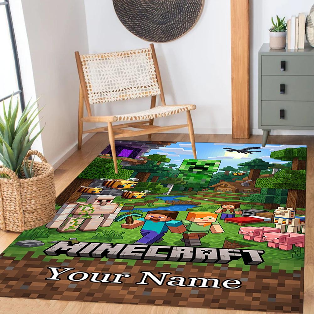 Minecraft Customizable Name Floor Rug Office Rug Suitable For Decorate Room Entryway Outdoor Bedrooms Antislip Rug Decorate Offices