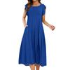 Женское цельное платье с короткими рукавами, расклешенными рукавами, свободное повседневное платье с круглым вырезом