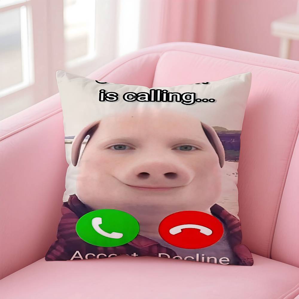 Наволочка John Pork Is Calling Уютная Подушка для Дивана-Кровати Шёлковая Элегантная Невидимая Молния Индивидуальная Декоративная Наволочка