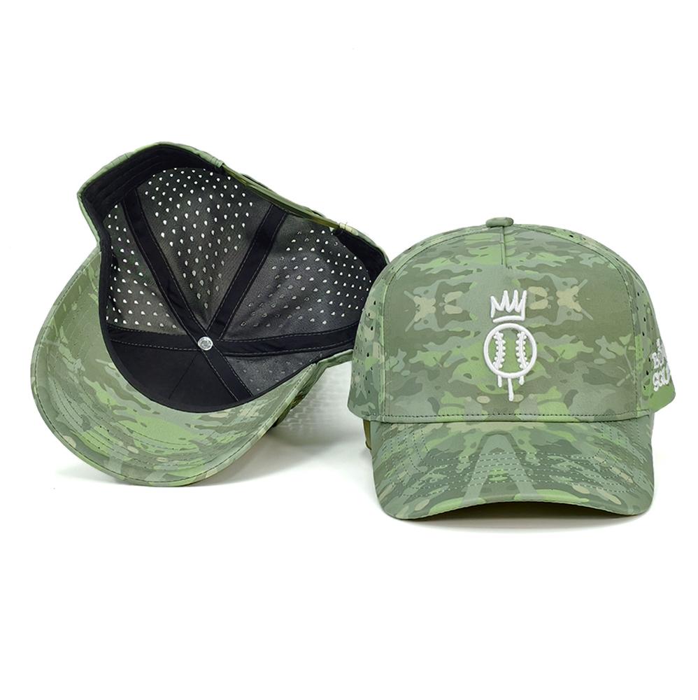 High Quality 5 Panel Nylon Baseball Cap Custom Embroidery Logo Waterproof Gorras Baseball Caps Outdoor Sports Laser Cut Hole Cap
