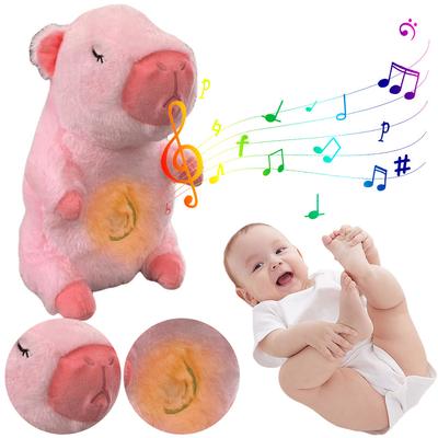 Милая детская звуковая машина Capybara с музыкальными огнями, ритмичным дыханием, плюшевая мягкая игрушка для новорожденных