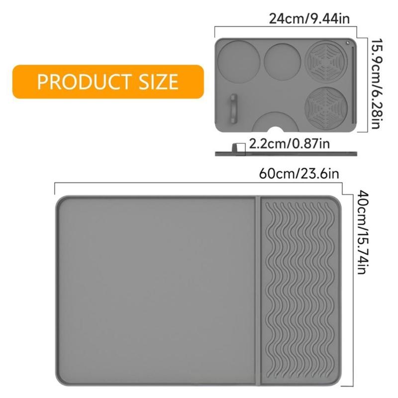 Многофункциональный силиконовый коврик для кофе с противоскользящим дизайном, подходит для темперовки кофейной гущи и небольших приборов