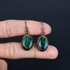 Серьги из малахита, Медные электроформованные украшения, Подарок для женщин, Серьги ручной работы, Украшения из драгоценных камней
