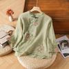 Summer Women Cotton Linen Vintage Shirt Top Embroidery Blouses Trend Loose Clothing Short Women Tops