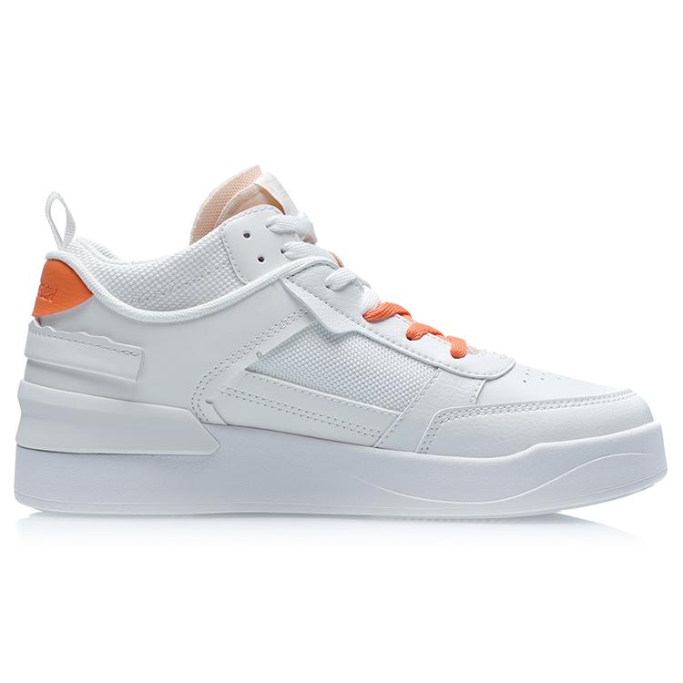 Li Ning CF New Sequence Средние кеды для скейтборда Женские Бело-оранжево-синие AGCR112-4