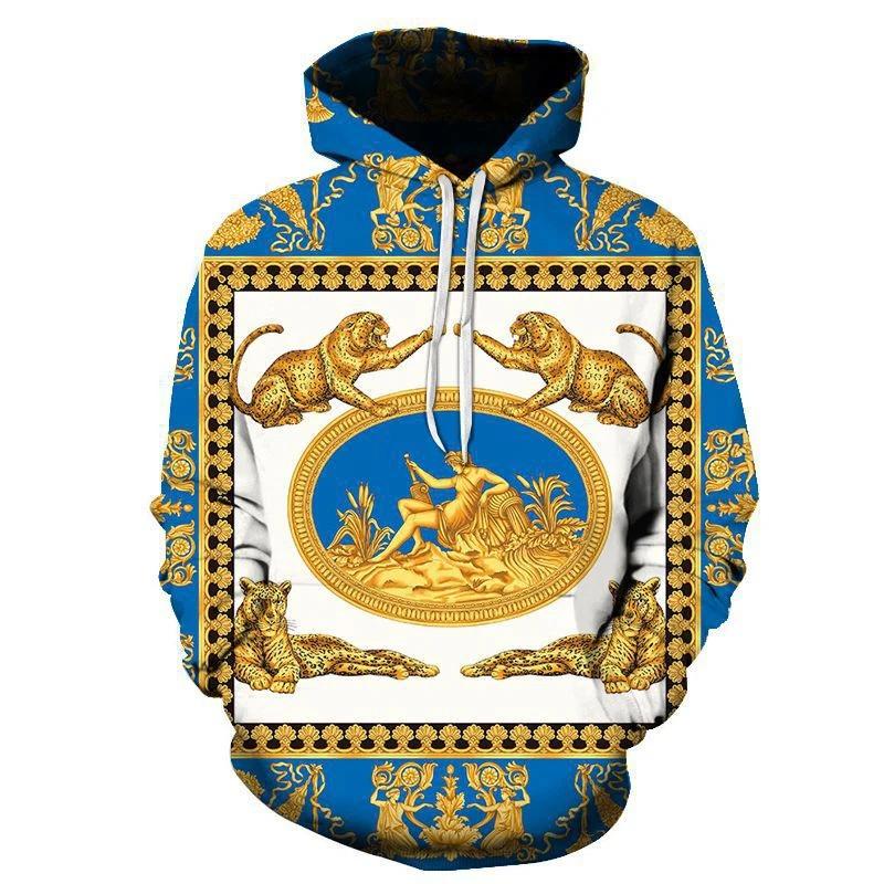 Мужской 3D-принтованный модный пуловер, повседневная уличная одежда, толстовка с капюшоном с узором