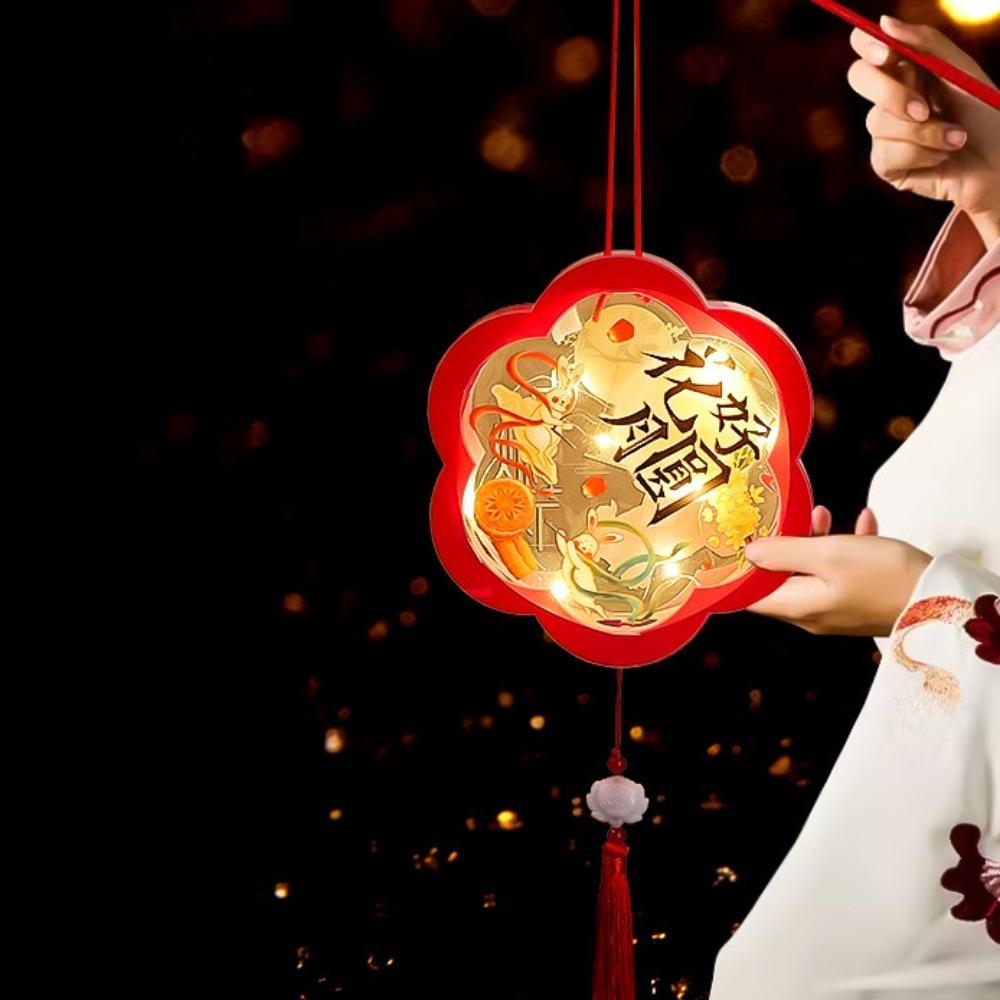 Handmade Transparent Rabbit Lantern Cartoon Lantern DIY Material Package  For Women