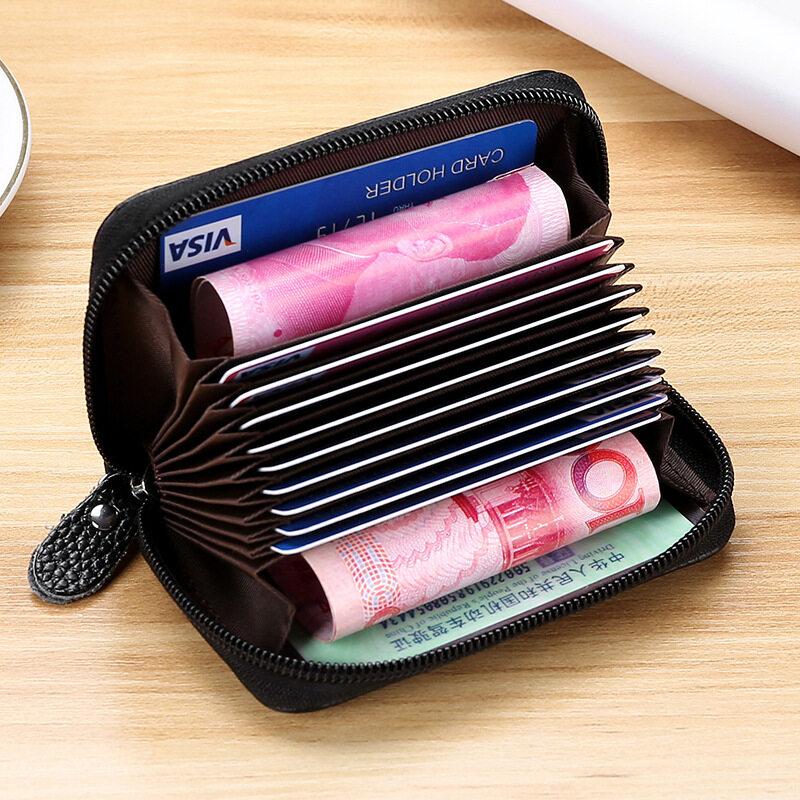 Держатель для кредитных карт из натуральной кожи для мужчин и женщин, держатели для удостоверений личности VIP-карт, тонкая маленькая сумка на молнии, деловой орган, чехол для карт