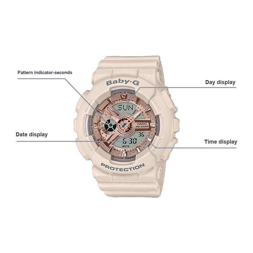 Casio Baby-G Серия 100M Водонепроницаемые Кварцевые Часы Ремешок из Смолы Розовый Циферблат Женские часы BA-110XCP-4A