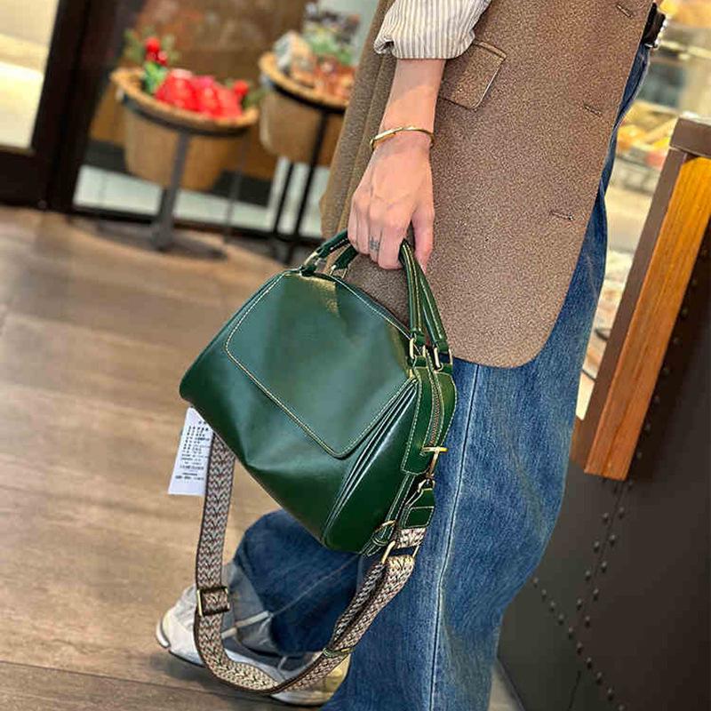 Женская сумка через плечо из натуральной кожи в стиле ретро — весна/лето 2024 г. Повседневная, универсальная, вместительная, высококачественная сумка-мессенджер с подушкой.