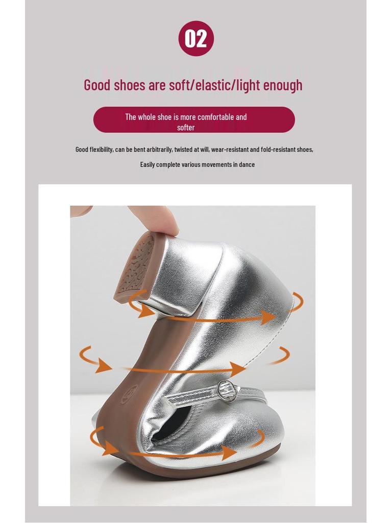 Женские серебристые туфли на среднем каблуке из мягкой кожи для бальных танцев