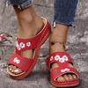 Тапочки Женские летние сандалии-гладиаторы Сандалии на танкетке Сандалии на платформе с вышитым цветком Женские сандалии и тапочки.