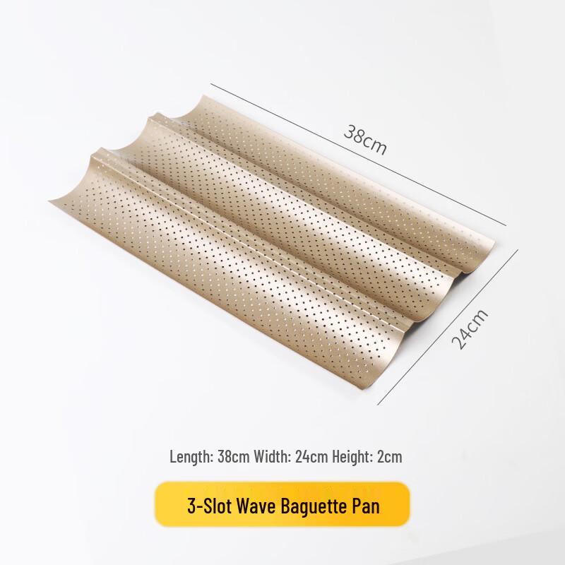 WS Золотая антипригарная форма для выпечки багетов с волнистым дном