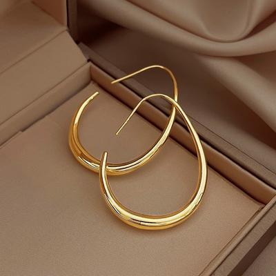 Серьги-кольца из серебра 925 пробы с геометрической овальной формой для женщин, простые серьги-гвоздики для вечеринки, свадьбы, украшения