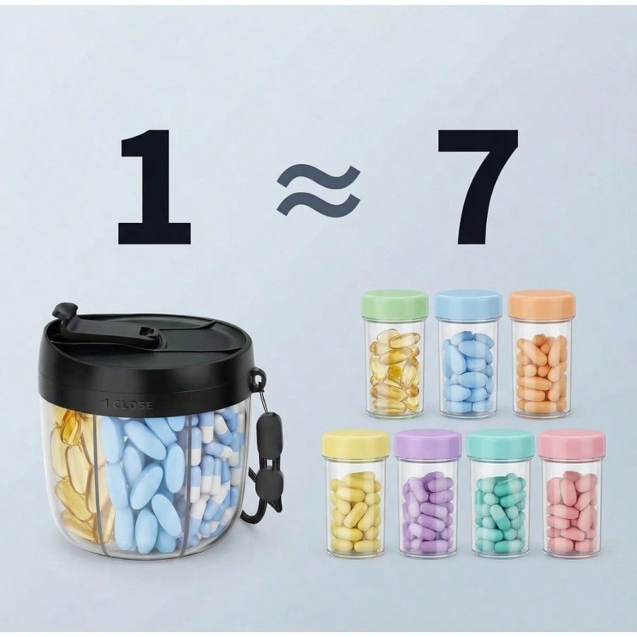 Compartment Pill Organizer, Travel Pill Case With Anti-Mix Design – Portable Supplement Container.