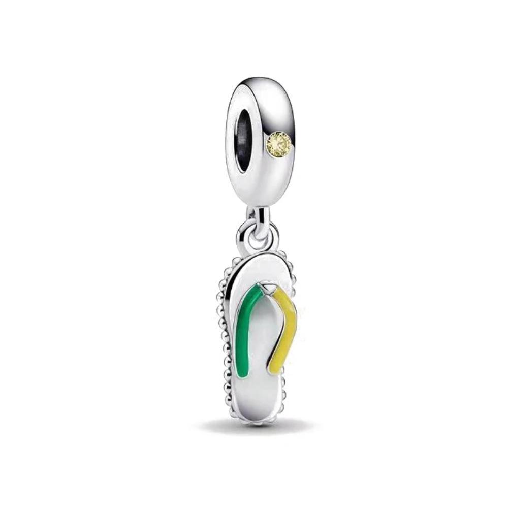 Pure Silver 925 Bracelet for Women Fashion Jewelry with High Heels Sandals Pendant Beads Charms