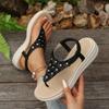 2025Ladies Shoes Bohemian New Fashion Sequined Sandals Korean Version Platform Wedge Women's Shoes