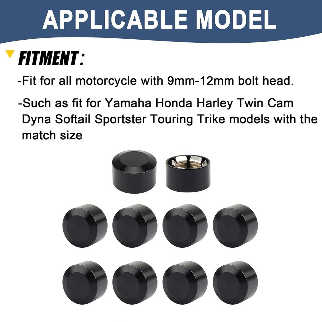 Motorcycle Bolt Covers Bolt Head Toppers Engine Caps Kit fit for Harley Touring Road King Street Glide Road Glide Electra Glide Sportster 883 Dyna
