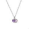 Очарование Сердце Кристалл Кулон Ожерелье Серебряная Цепочка Ювелирные Изделия Фиолетовый Горный Хрусталь