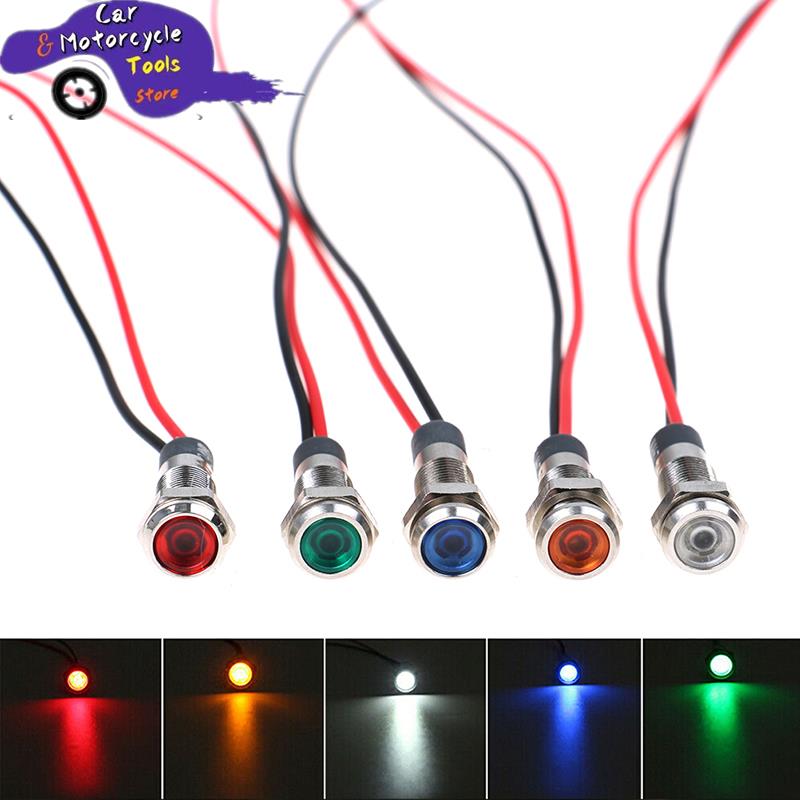 5 шт. желтый синий зеленый белый красный IP67 водонепроницаемый светодиодный металлический индикатор приборная панель панель сигнальная лампа 6 мм 12 В-24 В