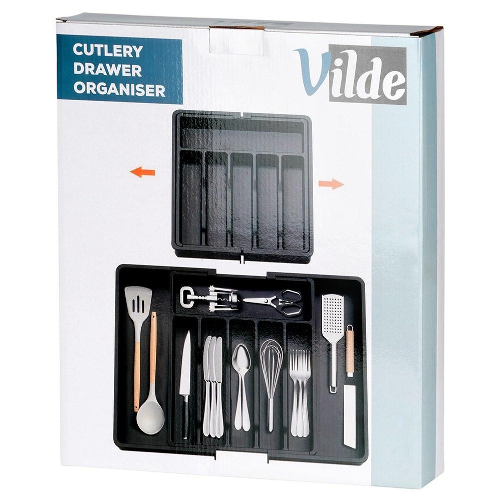 Black extendable cutlery drawer insert 33-56.5x37.5 cm