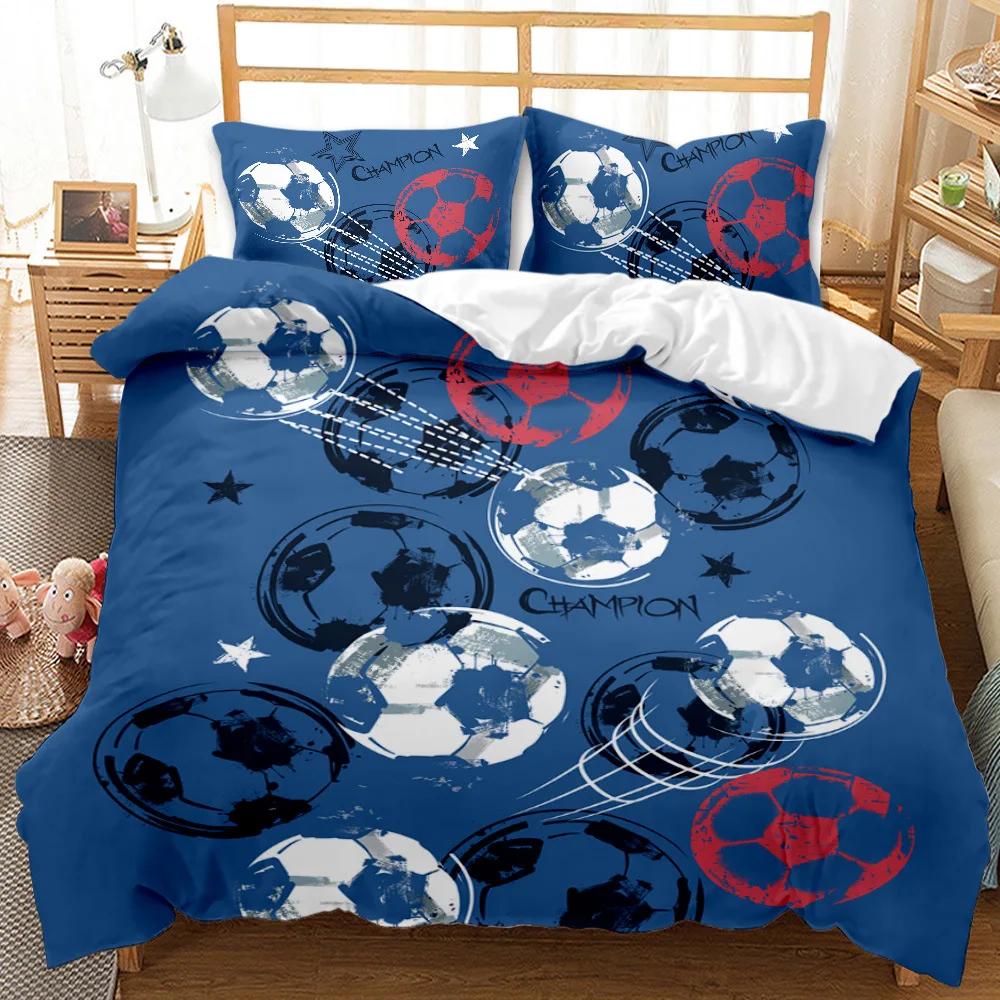 Ball Duvet Cover Set Sports Balls Bedding Set King Size Basketball Football Soccer Baseball Polyester Quilt Cover For Kids Teens
