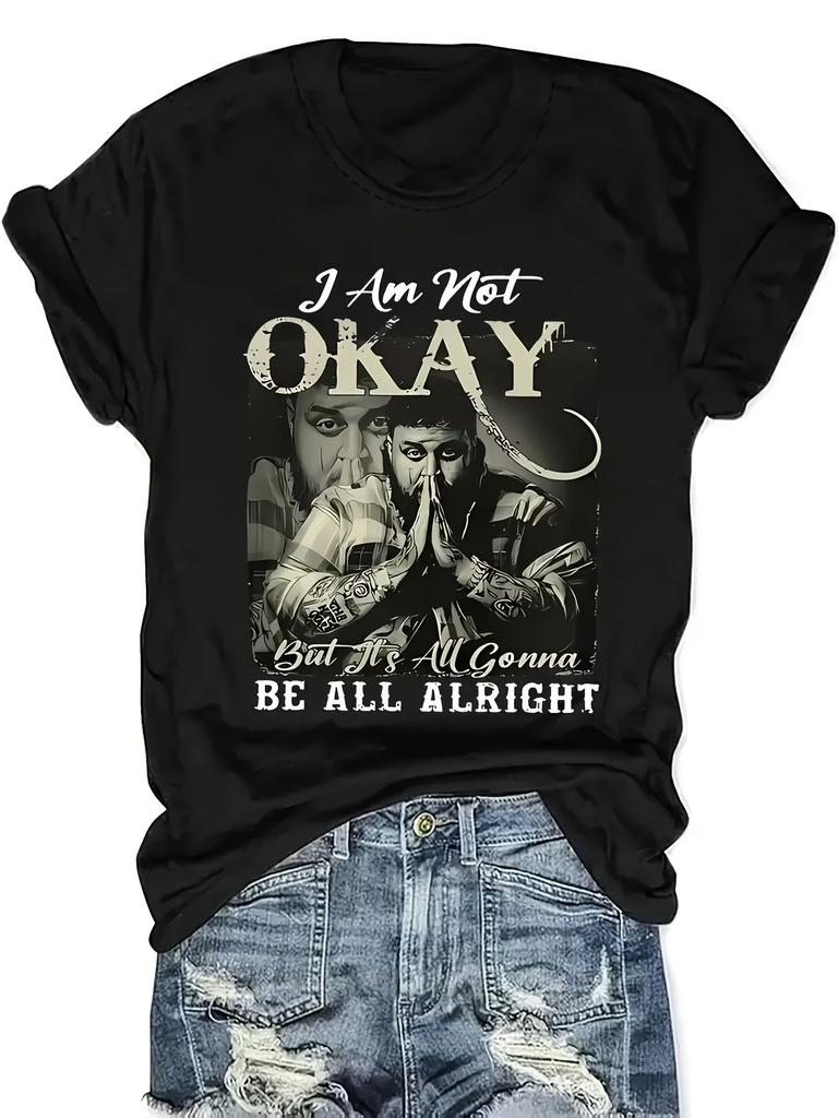 Vintage Distressed I'm Not Good Prayer Hands T-Shirt - Plus Size Oversized Black Short Sleeve Casu