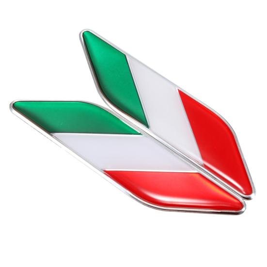 2Pcs 3D Italian Flag Adhesive Car Sticker Badge Waterproof Emblem Styling Decor