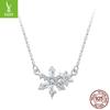 Yinziyun S925 Sterling Silver Ice Flower Necklace - White Gold Plated, Christmas Winter Style