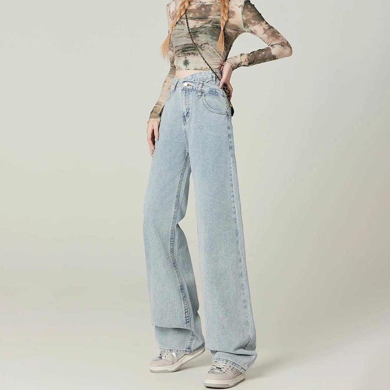 Дизайнерские джинсы-кюлоты с широкими штанинами для женщин. Новинка весенне-осеннего сезона. С высокой талией, облегающие бедра, прямые брюки для женщин.