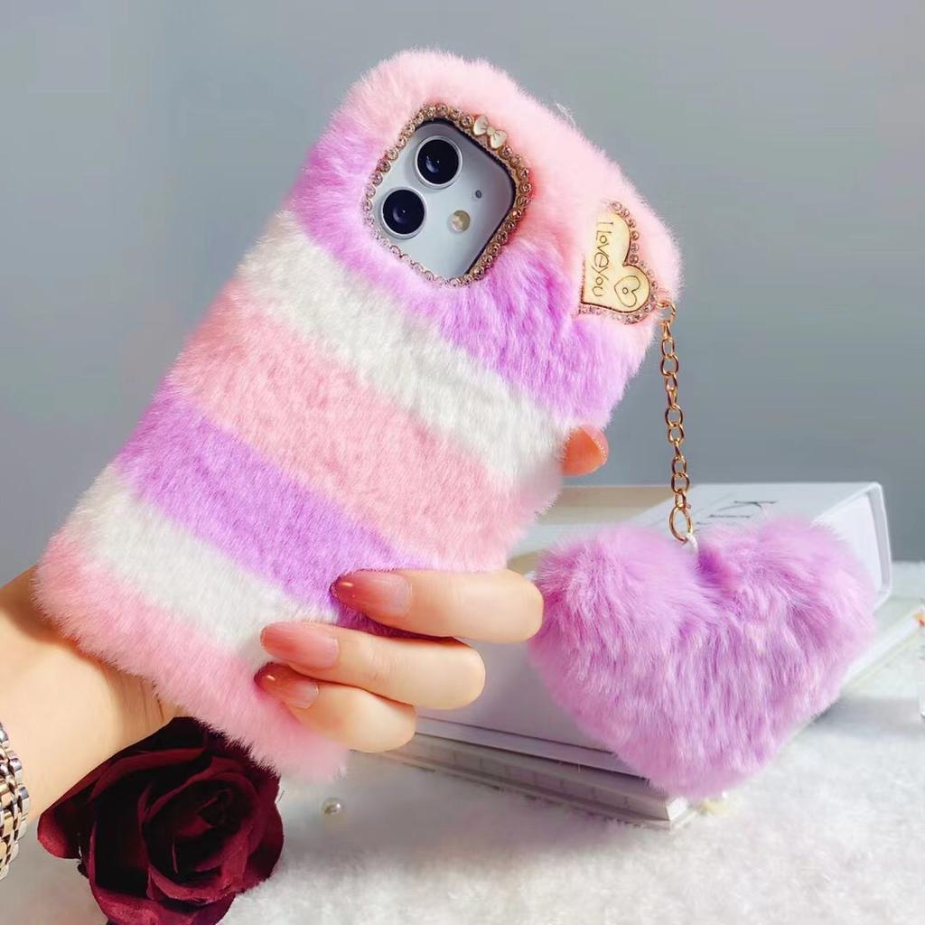 Пушистый плюшевый чехол Love для Samsung Z Flip 5 Flip4 S23 S22 Ultra S21 S20 FE A14 A24 A34 A54 A13 A23 A33 A53 A12 A22 A32 A52 A51 A71/Redmi 12 10 9 9A