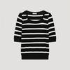 Shs Miss Stripe Square Neck Short Sleeve Knit Sskpoo21540 Bk