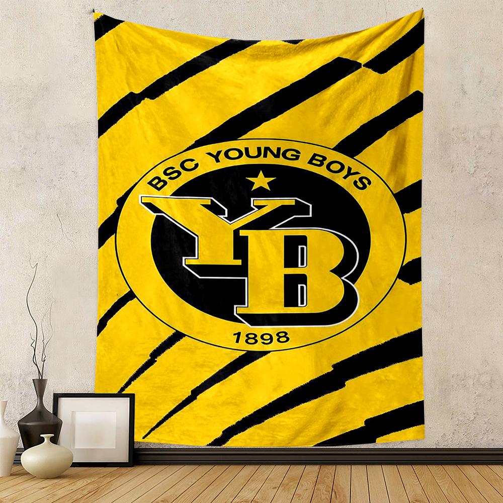 BSC Young Boys Yellow Black Stripe Logo 1898 Patterned tapestry for bedroom and living room home decor