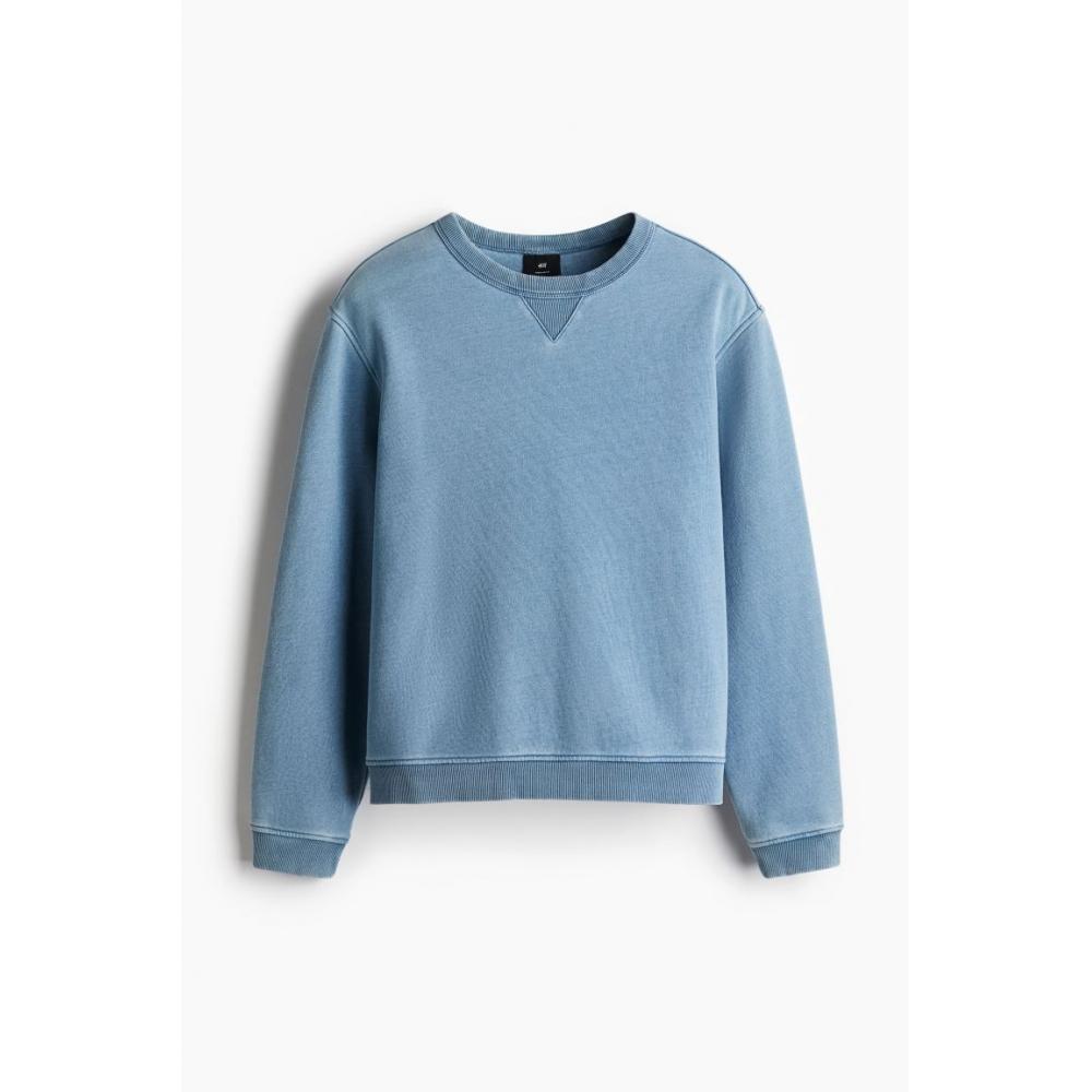 HM Regular Fit Washed sweatsHirt светло-голубой