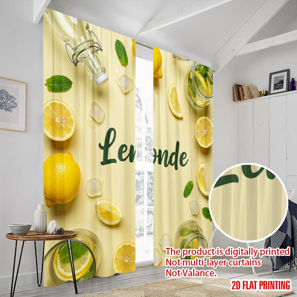 2 шт. 2D плоская печать Оконные шторы Лимонад Освежающий напиток Лето Полиэстер Без электричества Украшения для вечеринки Использовать для
