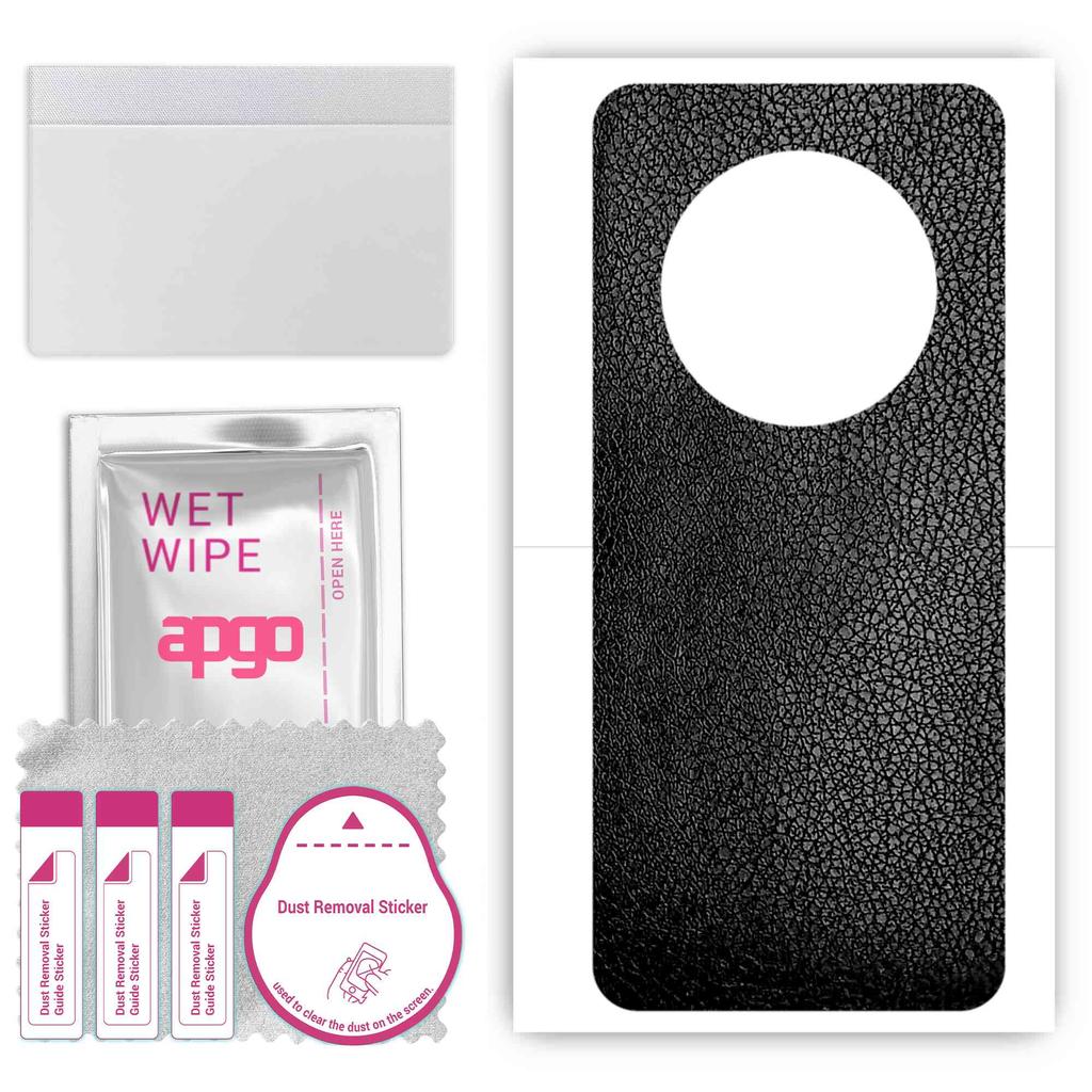 apgo Protective Skin Sticker for the Back Compatible with Honor Magic3 Pro, Wrap Film, Foil, Vinyl - Pattern Black Leather