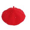 Solid Color Children's Beret Pearl Painter Hat Fashion Baby Wool Hat  Kid
