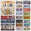 American States Metal Tin Signs Vintage Poster California Florida New Jersey Texas Hawaii Metal Plates Pub Club Bar Wall Decor