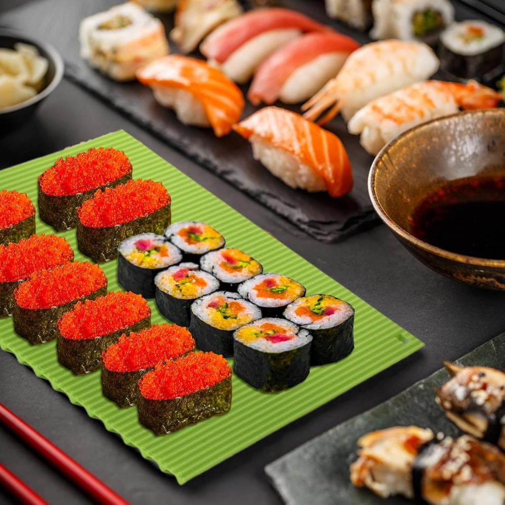 Премиальный силиконовый набор для приготовления суши - Роликовый коврик для начинающих и детей, 8,6 x 7,8 дюйма